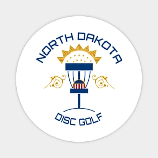 North Dakota Disc Golf - State Flag White Magnet